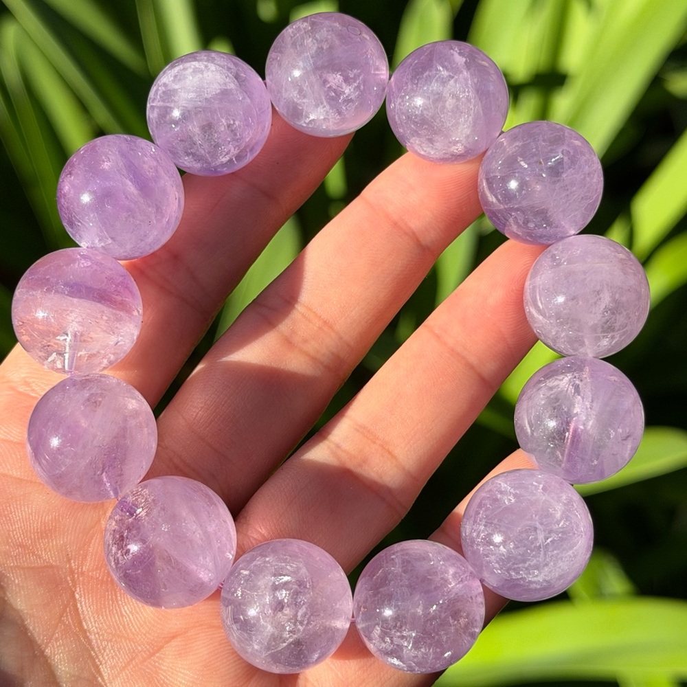 18mm chunky stretchable lavender amethyst bracelet 0743